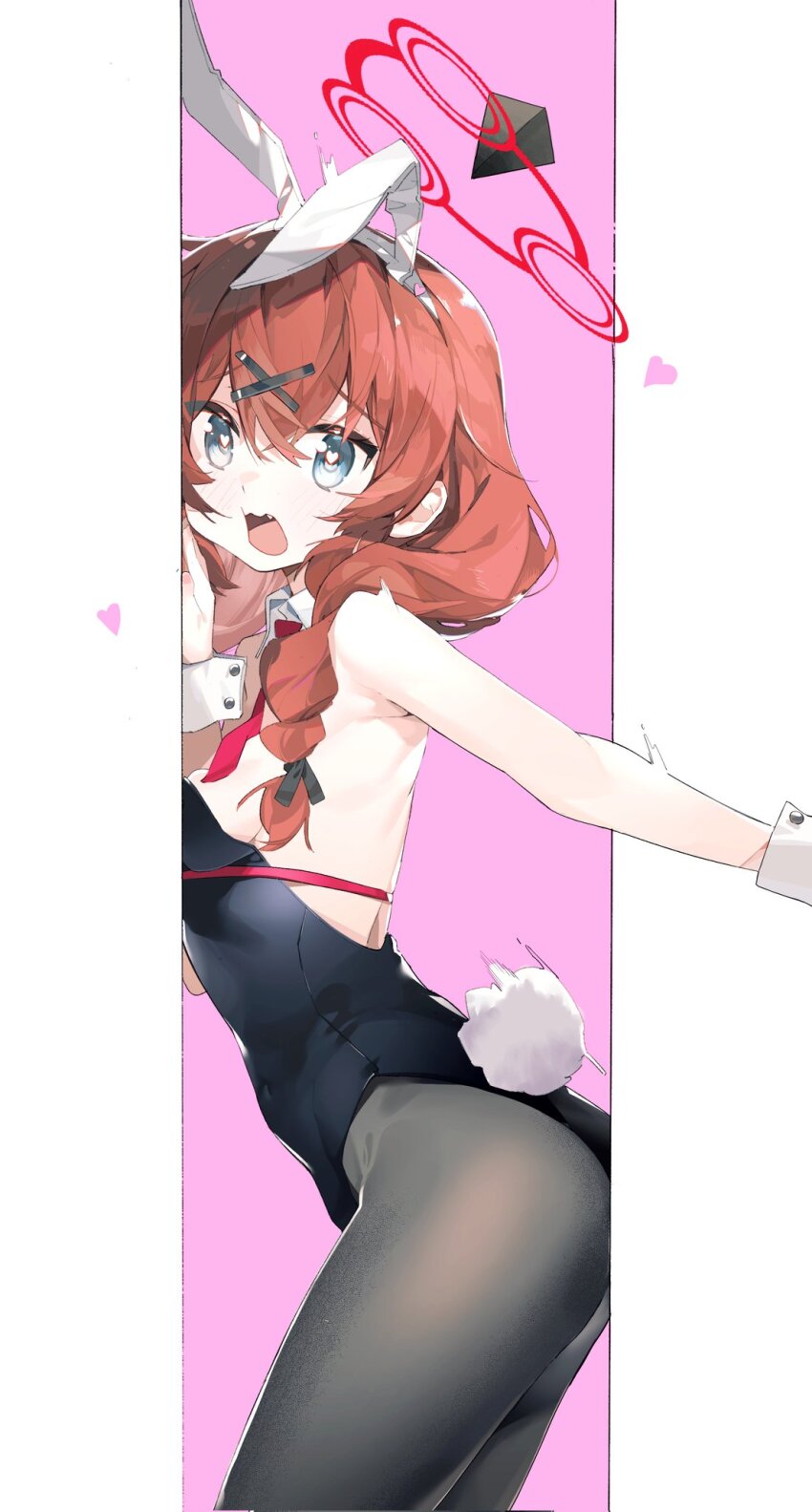 1girl, animal_ears, b_zhan_cm_yang, black_leotard, black_pantyhose, blue_archive, blush, breasts