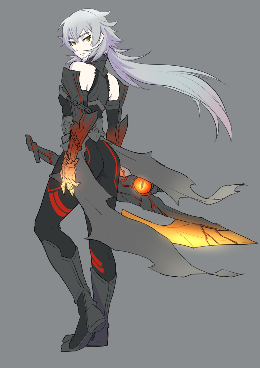 1boy, alter_servant, armor, ass, bare_shoulders, bishounen, black_armor, black_pants