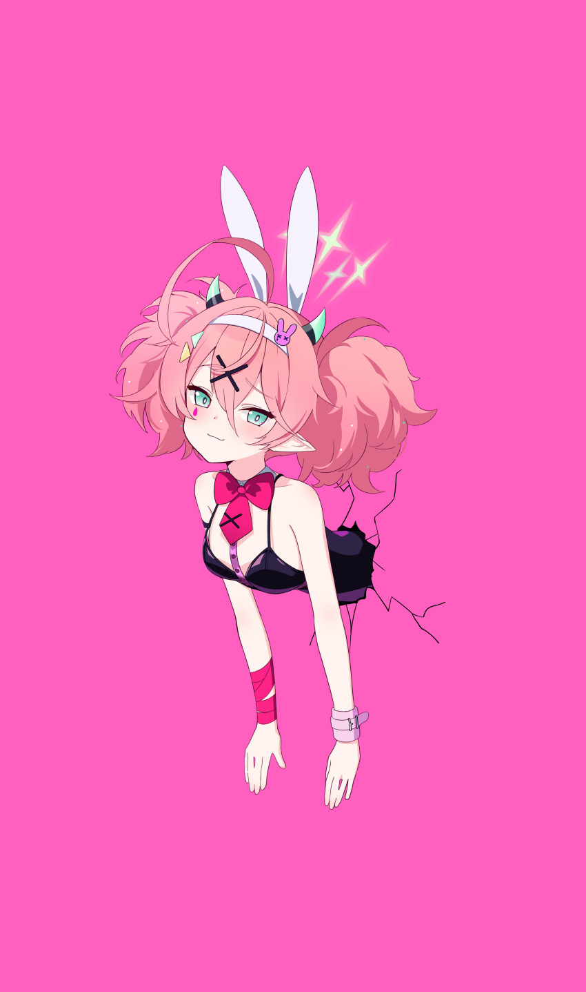 1girl, absurdres, animal_ears, black_leotard, blue_archive, blush, breasts, closed_mouth