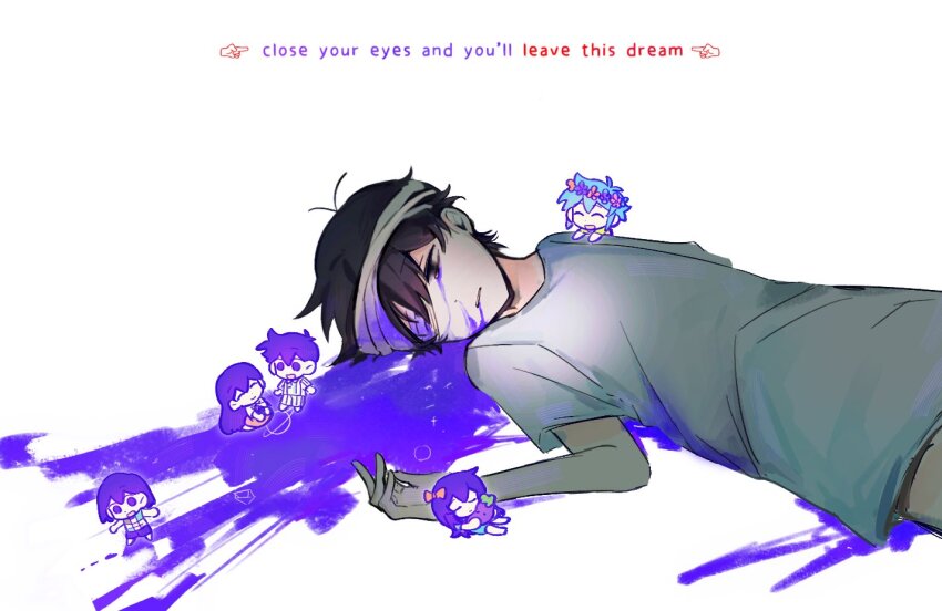 2girls, 4boys, aubrey_(headspace)_(omori), aubrey_(omori), basil_(headspace)_(omori), basil_(omori), black_hair, death