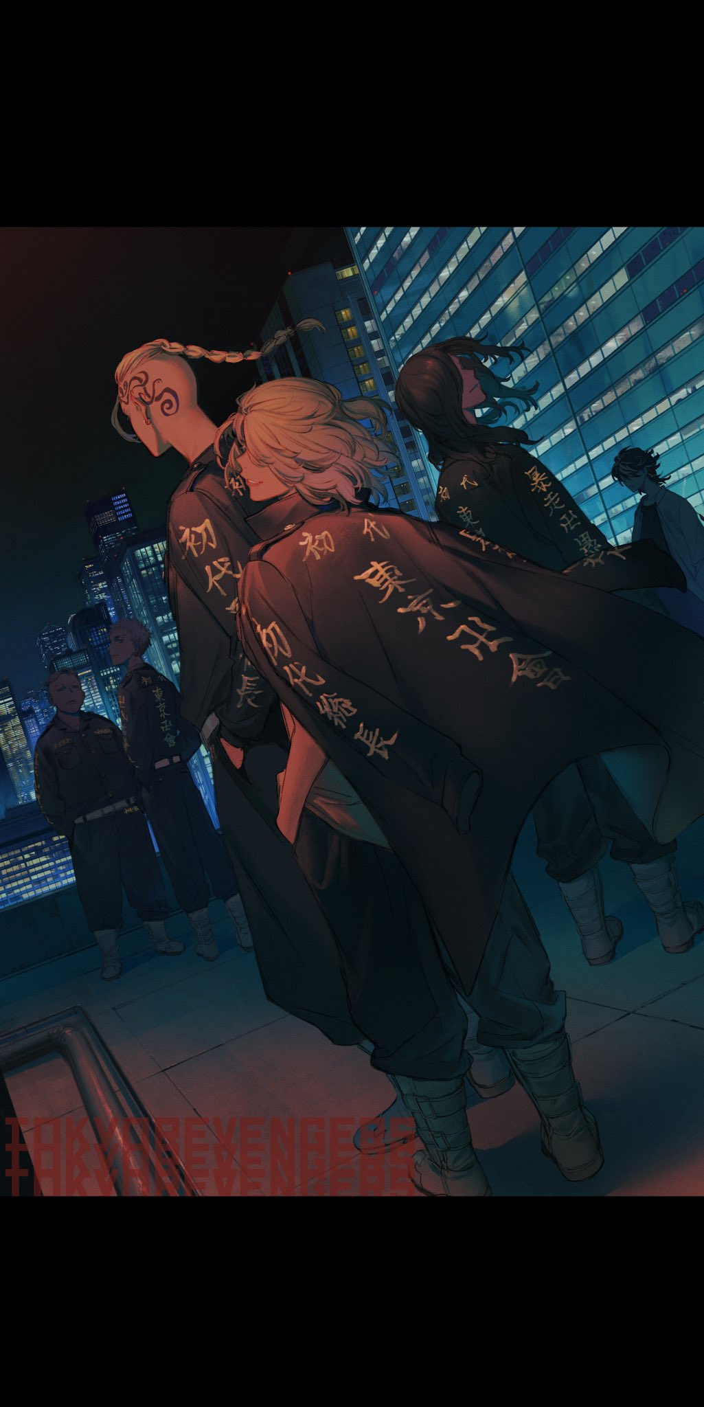 6+boys, baji_keisuke, belt, black_hair, black_jacket, black_pants, black_shirt, blonde_hair