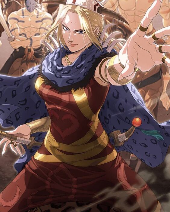 1girl, blonde_hair, facial_mark, forehead_mark, hat, horse, jewelry, kingdom