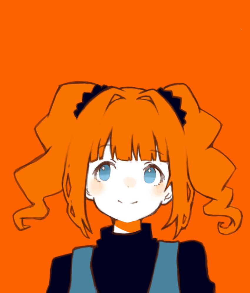 1girl, black_sweater, blue_eyes, blue_vest, blunt_bangs, blush, closed_mouth, commentary_request