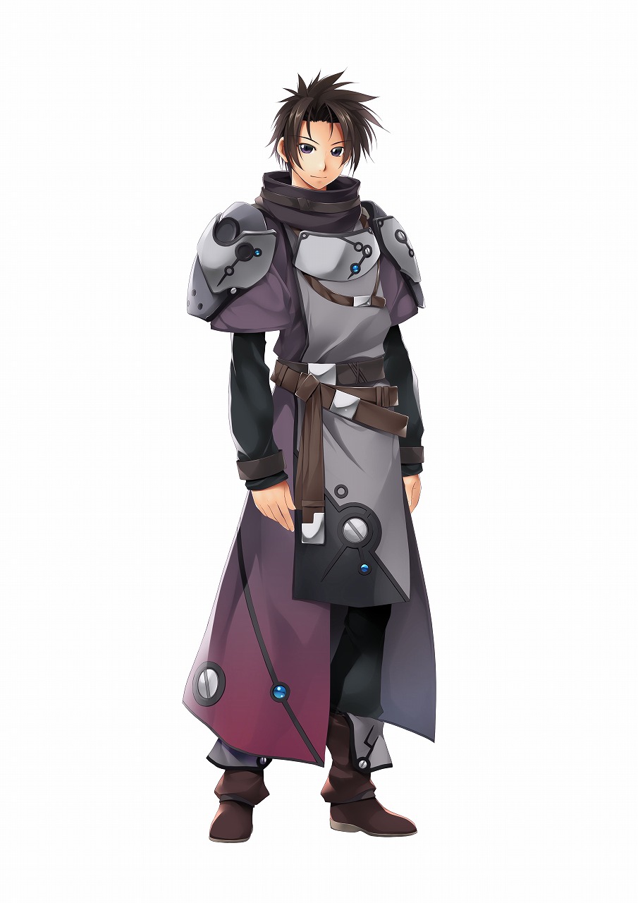 1boy, armor, atelier-moo, belt, bishounen, black_hair, boots, breastplate