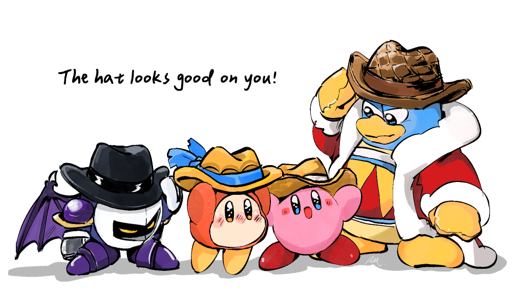 armor, bandana, bandana_over_mouth, bandana_waddle_dee, bat_wings, bel_(doting123), colored_skin, commentary_request