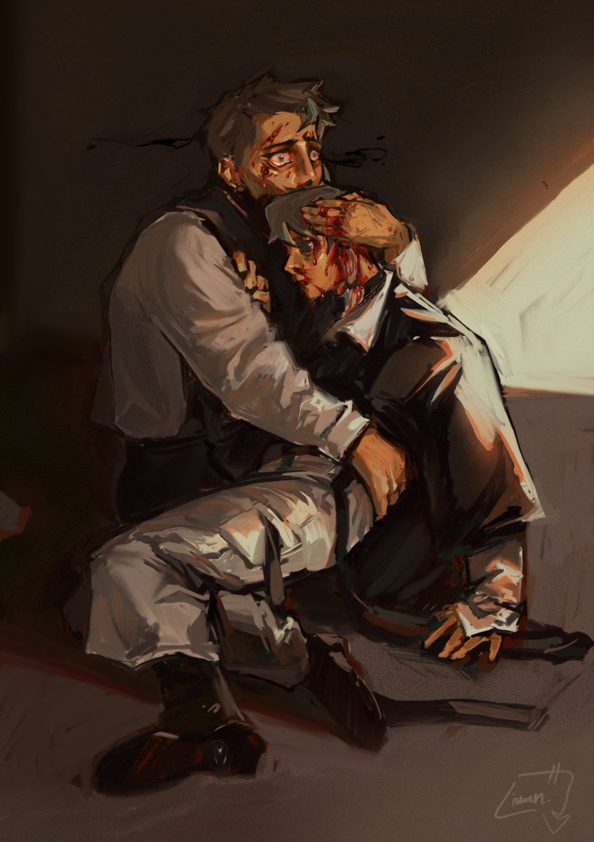 2boys, black_footwear, blood, blood_on_face, braid, crying, death, dougi