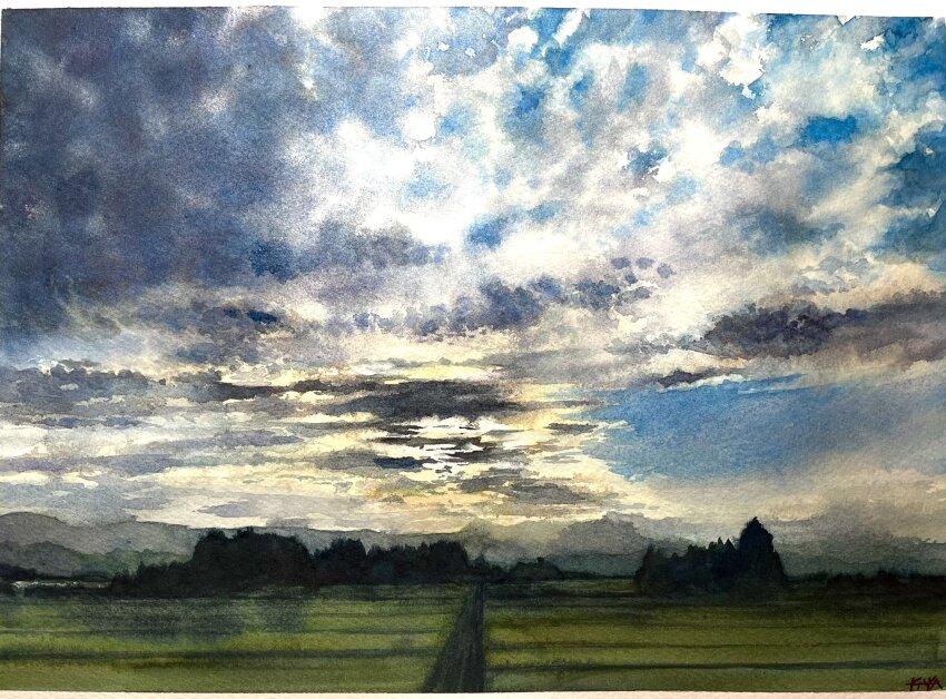 blue_sky, cloud, cloudy_sky, grass, highres, mountain, mountainous_horizon, no_humans