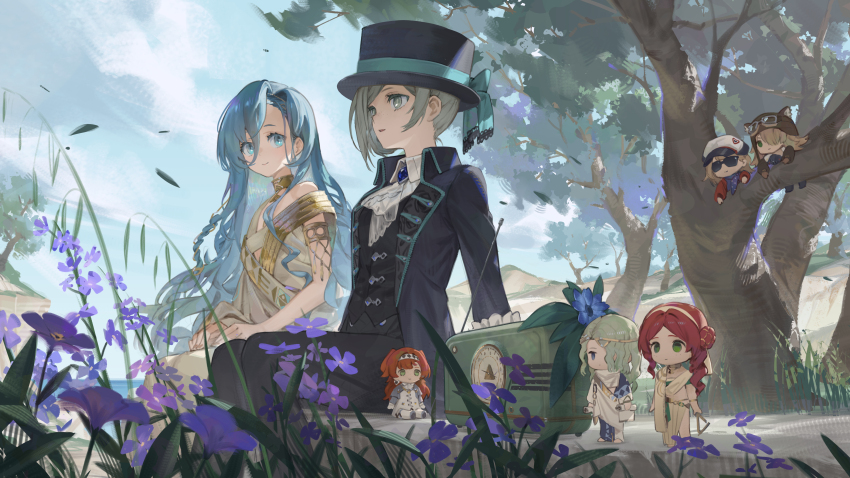 2girls, 37_(reverse:1999), 6_(reverse:1999), absurdres, ancient_greek_clothes, arm_support, armlet, ascot