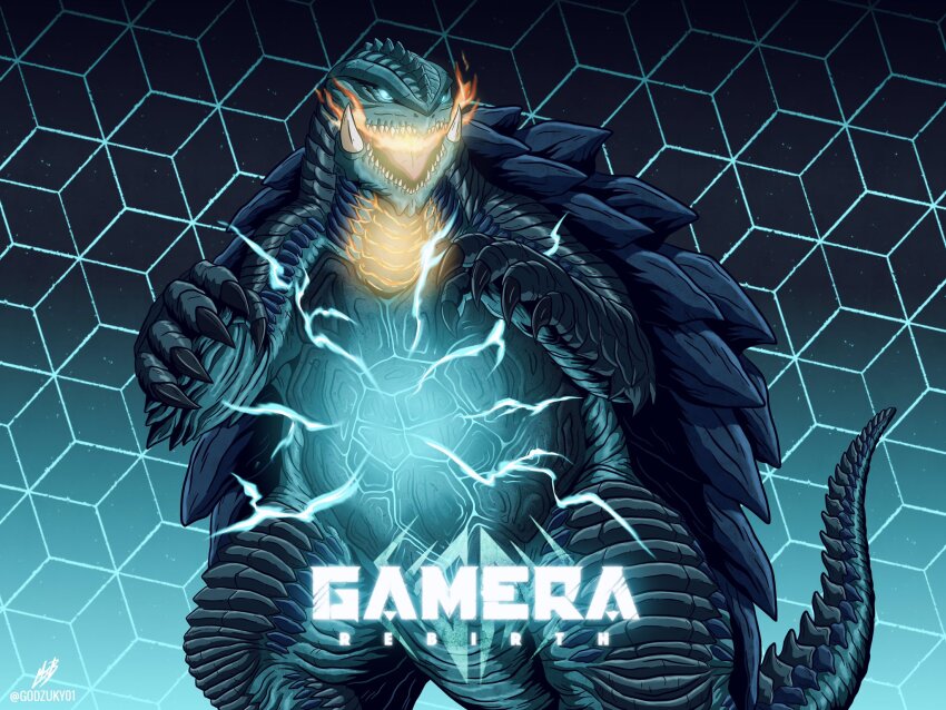 artist_name, blue_electricity, blue_eyes, breath_weapon, breathing_fire, claw_mark, claws, electricity