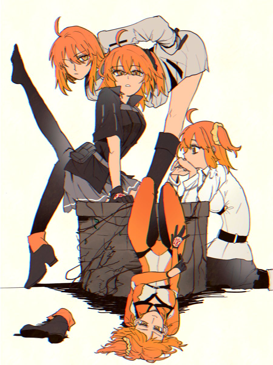 ahoge, belt_pouch, black_pantyhose, black_skirt, bodysuit, boots, command_spell, fate/grand_order