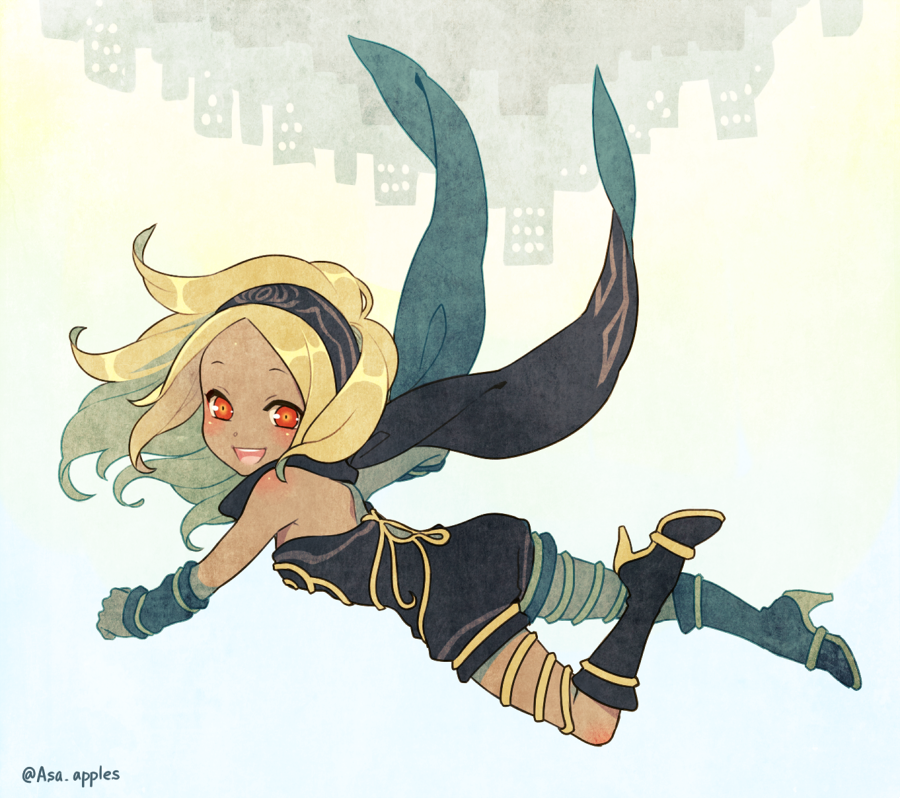 1girl, artist_name, black_footwear, black_headband, black_scarf, blonde_hair, blush, bodysuit
