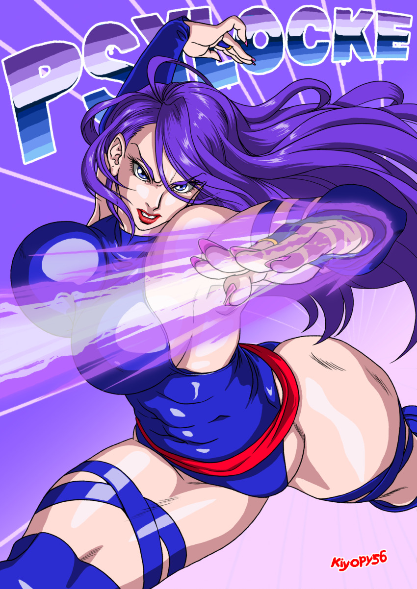 1girl, ass, bouncing_breasts, breasts, character_name, clenched_hands, curvy, elbow_gloves