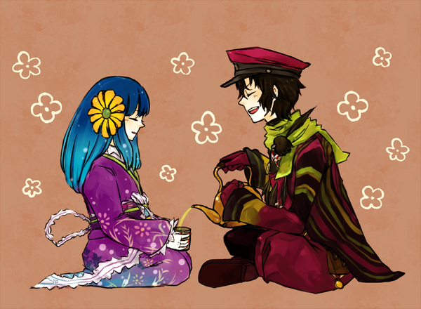 1boy, 1girl, artist_request, bad_id, bad_pixiv_id, bird, black_hair, blue_hair