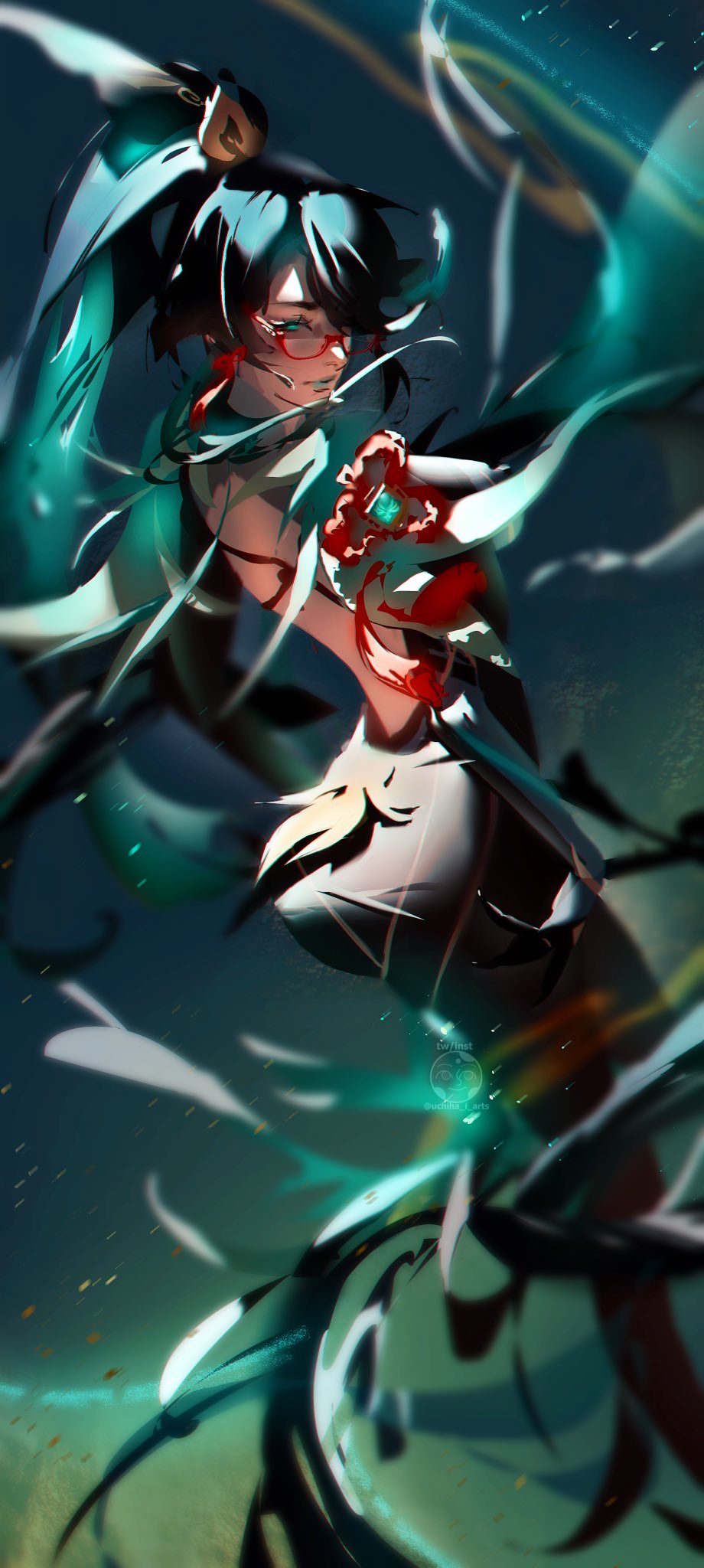 1girl, artist_logo, backless_dress, backless_outfit, black_dress, black_hair, closed_mouth, dress