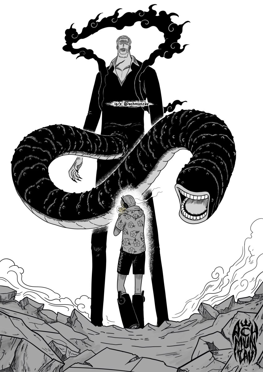 2boys, achmunzav, alternate_form, black_fire, black_footwear, black_shirt, black_shorts, blonde_hair