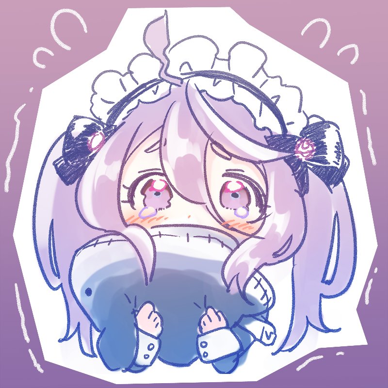 1girl, ahoge, alternate_costume, azur_lane, black_ribbon, chibi, enmaided, flasher_(azur_lane)