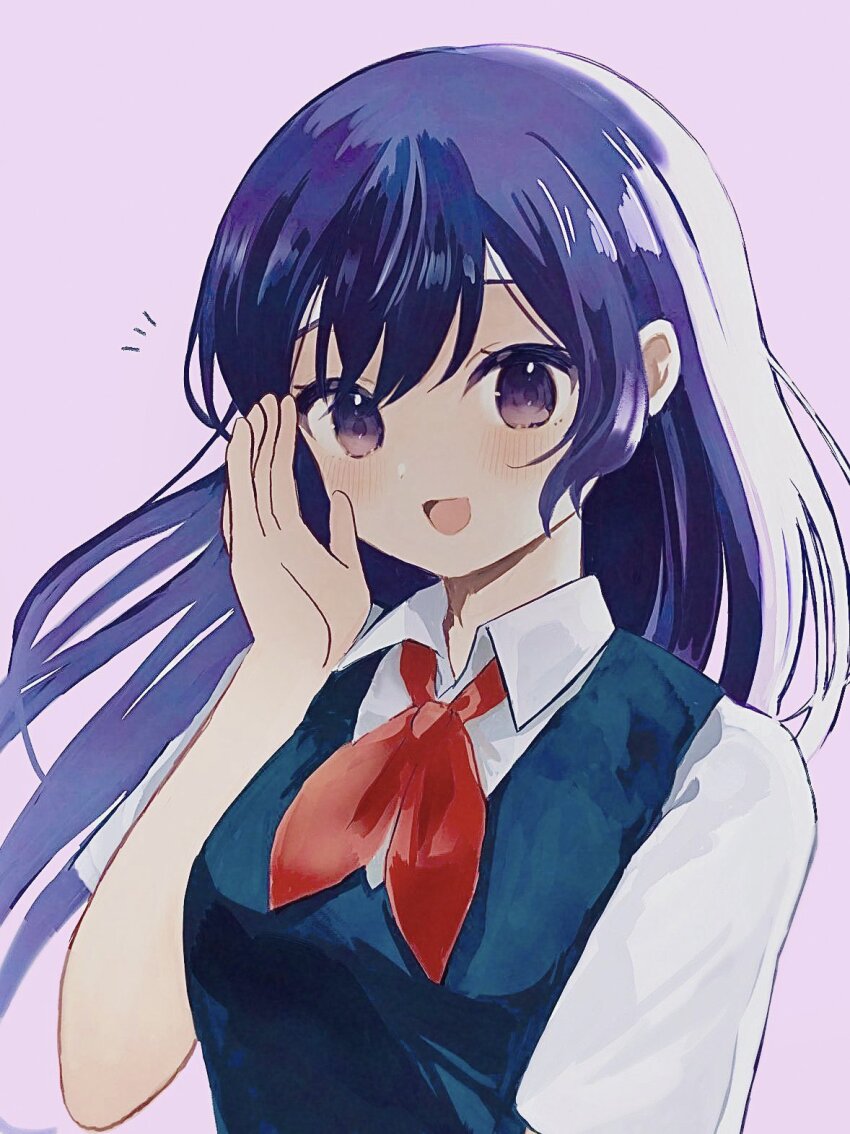 1girl, aqua_sweater_vest, backlighting, black_sweater_vest, blush, cb_ge000, collared_shirt, highres