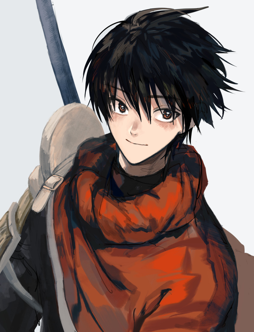 absurdres, armor, black_hair, blush, cloak, fumetsu_no_anata_e, hair_between_eyes, highres