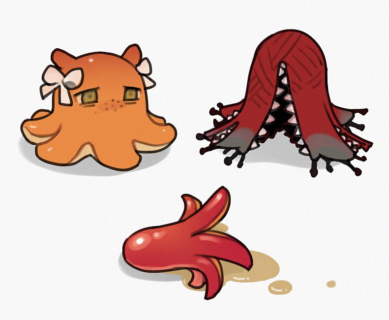 animalization, bow, dimension_shredder_(e.g.o), e.g.o_(project_moon), flaw_eight, food, food_art, green_eyes