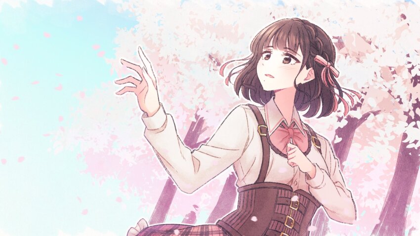 1girl, actor, actor_connection, akamirai, assault_lily, belt, belt_buckle, blue_sky