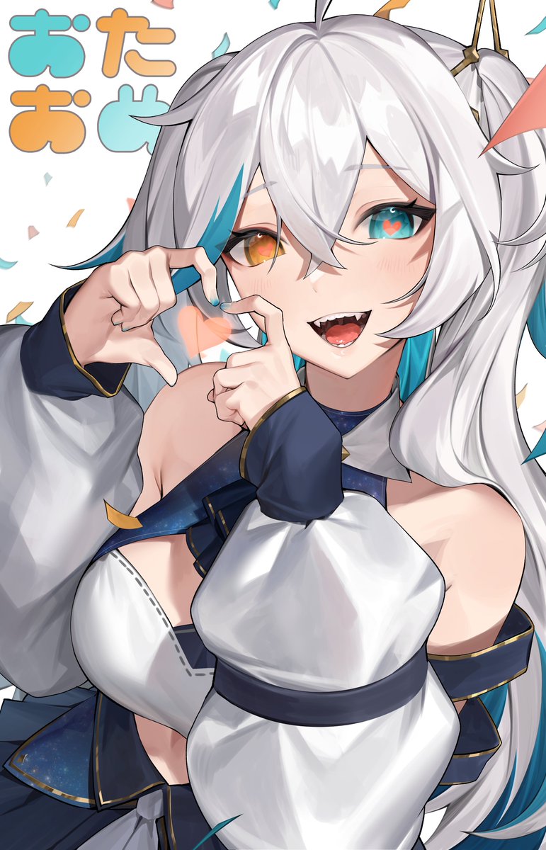 1girl, bandeau, bare_shoulders, blue_eyes, blue_hair, blue_skirt, breasts, commentary_request