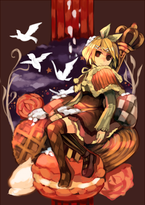 1girl, bad_id, bad_pixiv_id, bird, blonde_hair, coat, female_focus, full_body