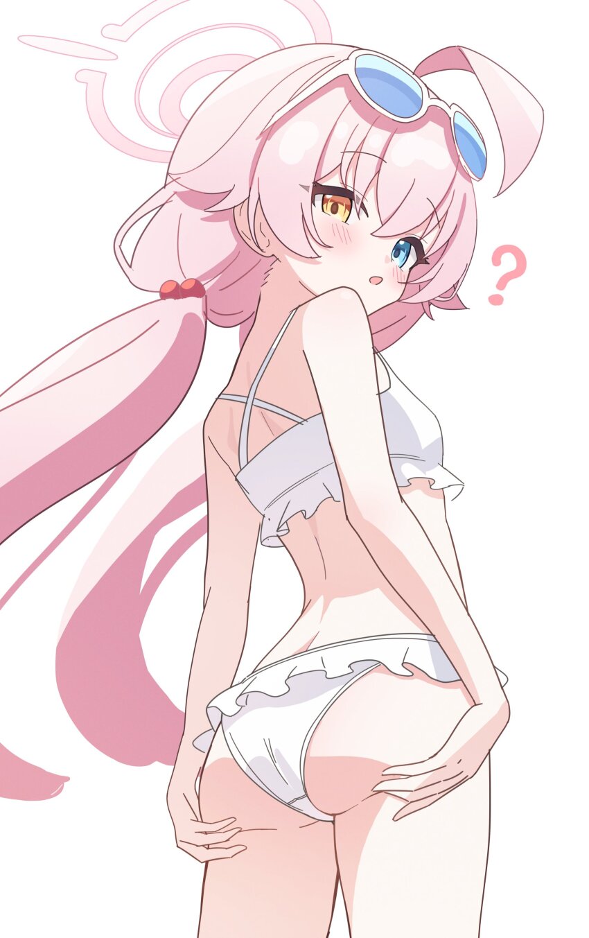 1girl, ?, absurdres, ahoge, ass, ass_focus, ass_support, back