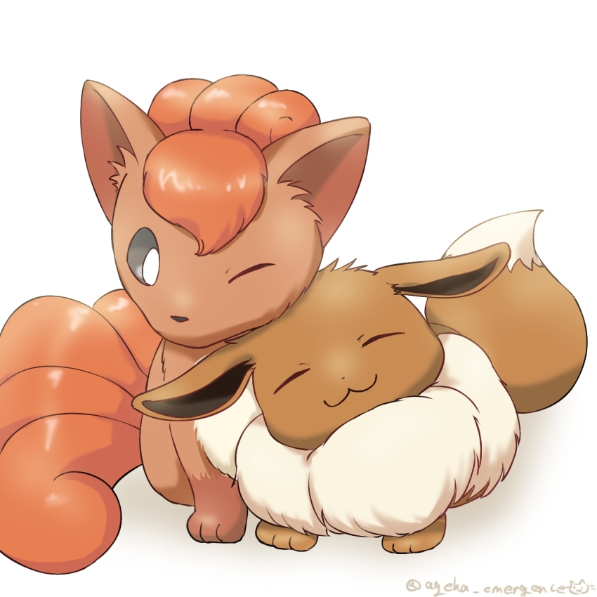 animal, animal_focus, closed_eyes, eevee, fox, gen_1_pokemon, highres, kitsune_neko_tsuu