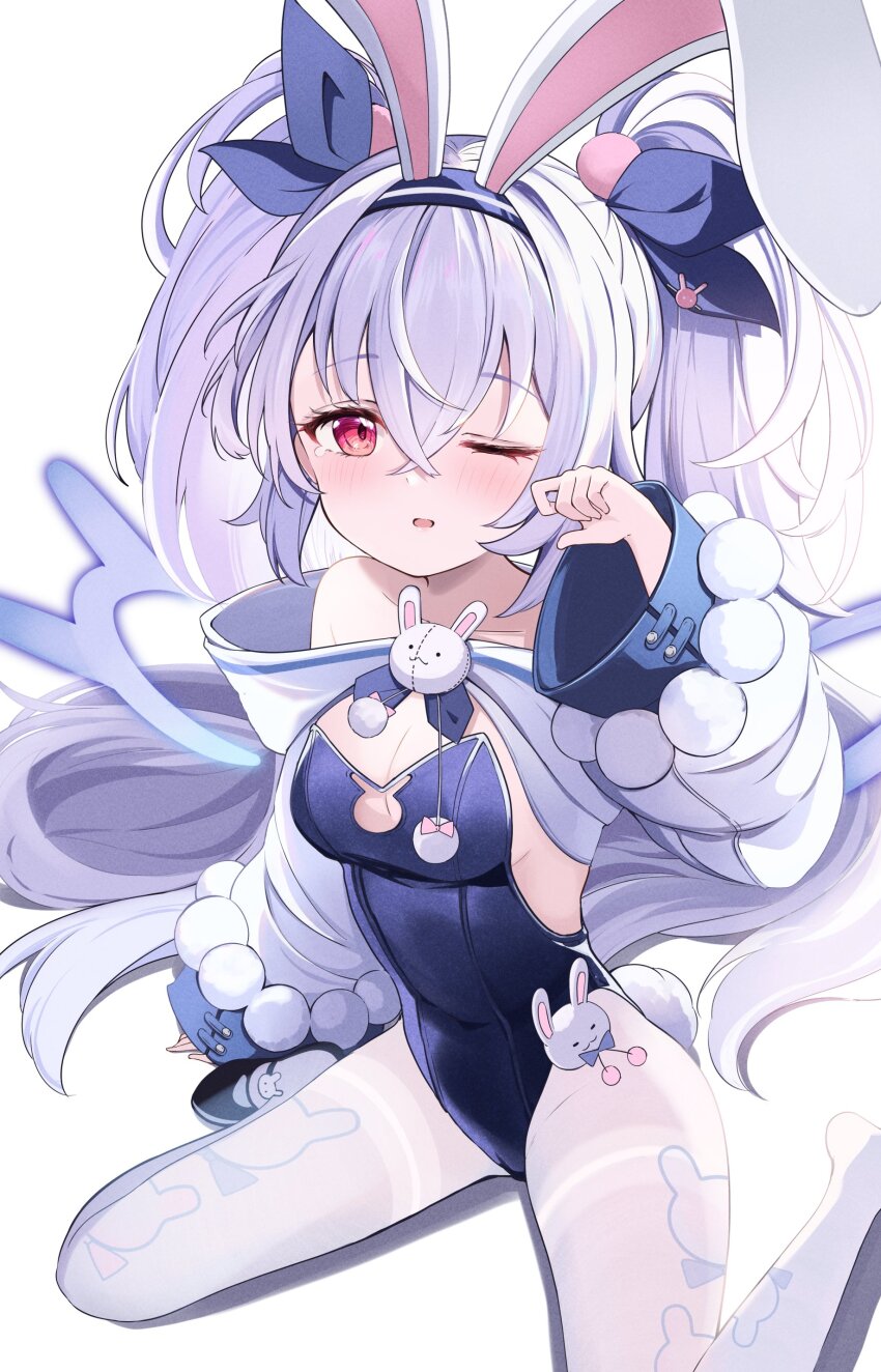 1girl, absurdres, acchii_(akina), animal_ear_hairband, animal_ears, animal_slippers, azur_lane, blue_hairband