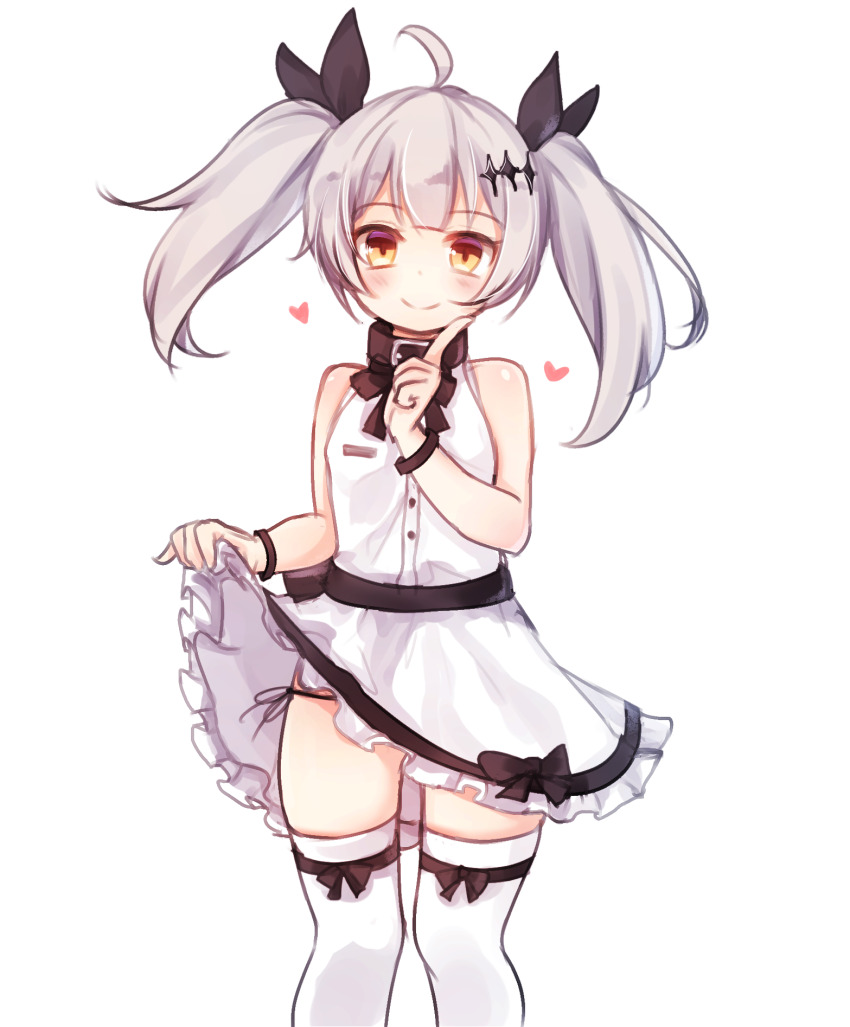 1girl, ahoge, bare_shoulders, black_ribbon, blush, bracelet, collar, cowboy_shot