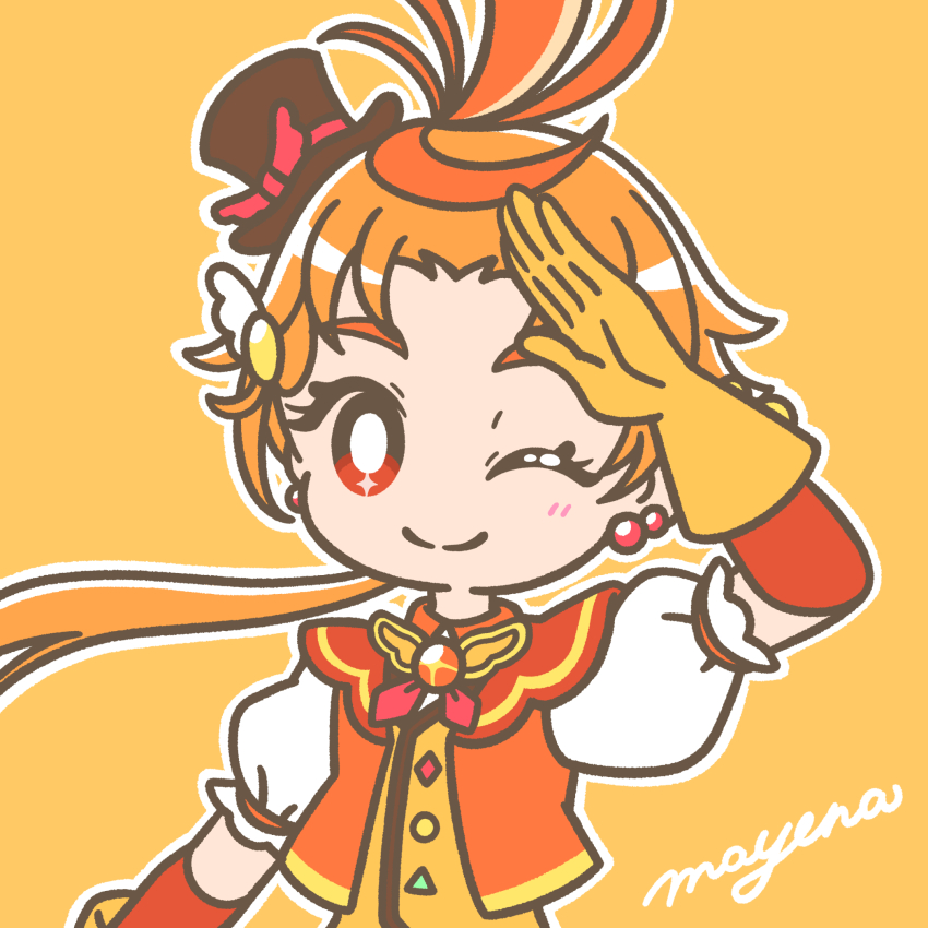 1boy, bright_pupils, brooch, closed_mouth, cure_wing, earrings, gloves, hair_ornament