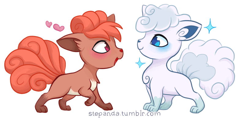 alolan_form, alolan_vulpix, animal_focus, animated, animated_gif, blue_eyes, blush, fox, gen_1_pokemon, gen_7_pokemon, heart, nintendo, no_humans, orange_hair, pokemon, pokemon_(creature), red_eyes, smile, stepandy, transparent_background, vulpix, white_hair