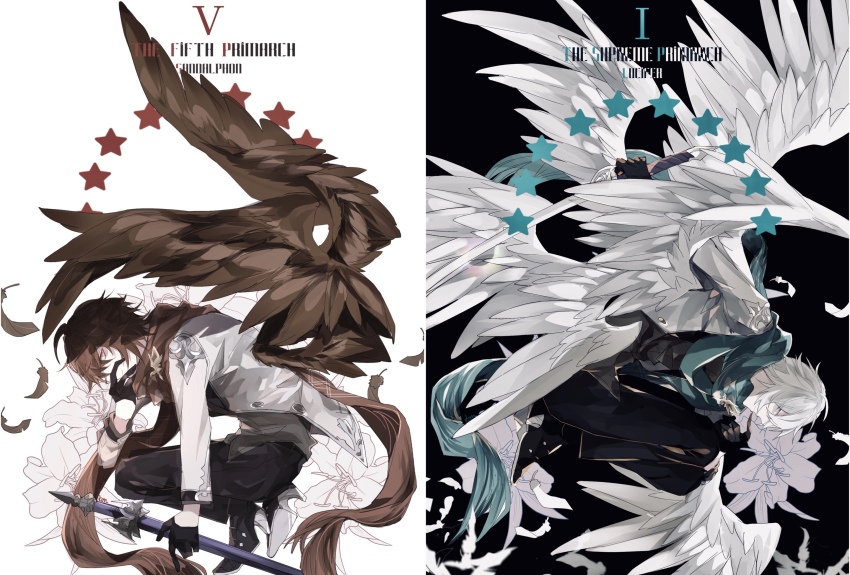 ahoge, alternate_color, black_background, black_footwear, black_jacket, black_pants, blue_eyes, blue_scarf