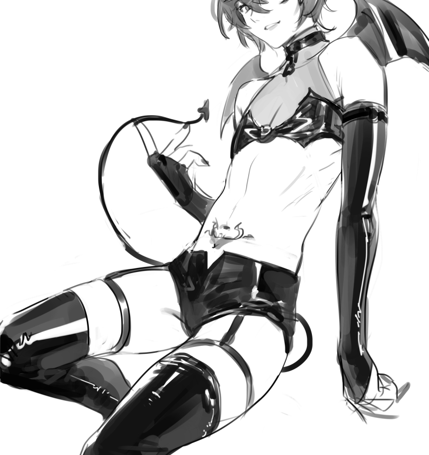 1boy, bat_bra, bishounen, bra, bulge, chain, chain_leash, choker