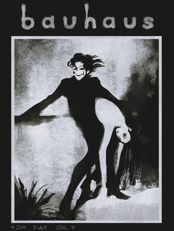 2boys, album_cover_redraw, bauhaus_(band), black_eyes, black_hair, black_theme, carrying, carrying_person