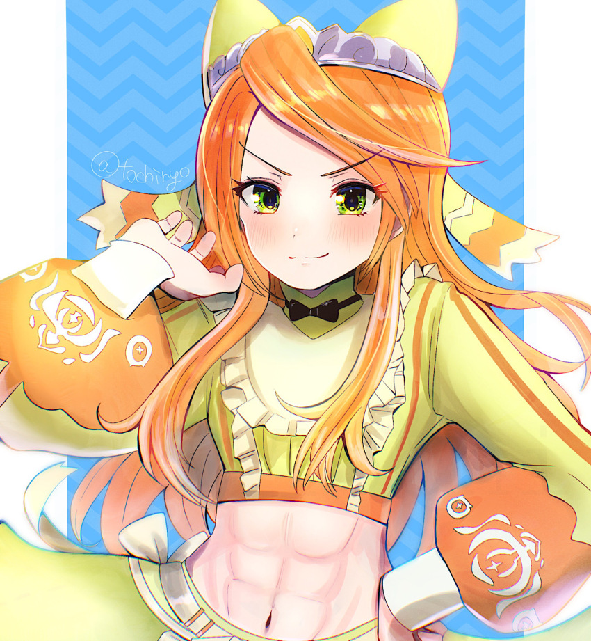 1girl, abs, bow, crop_top, etie_(fire_emblem), fire_emblem, fire_emblem_engage, gem