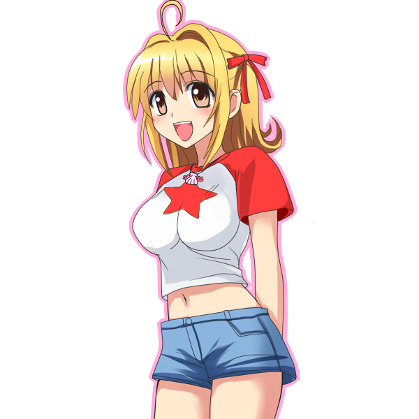 00s, 1girl, blonde_hair, brown_eyes, denim, denim_shorts, female_focus, mermaid_melody_pichi_pichi_pitch