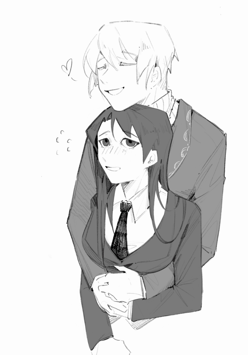 1boy, 1girl, absurdres, angelica_(project_moon), beeeeeebird, blush, breasts, closed_eyes