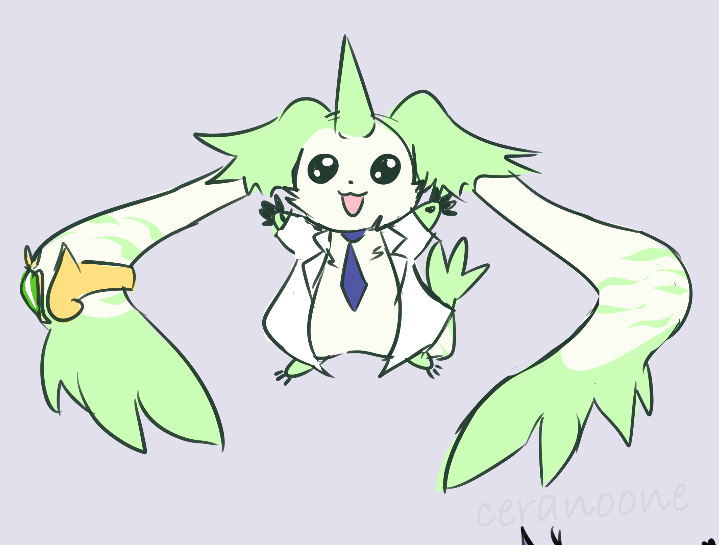 black_eyes, digimon, digimon_(creature), jacket, long_ears, necktie, oridigi, original