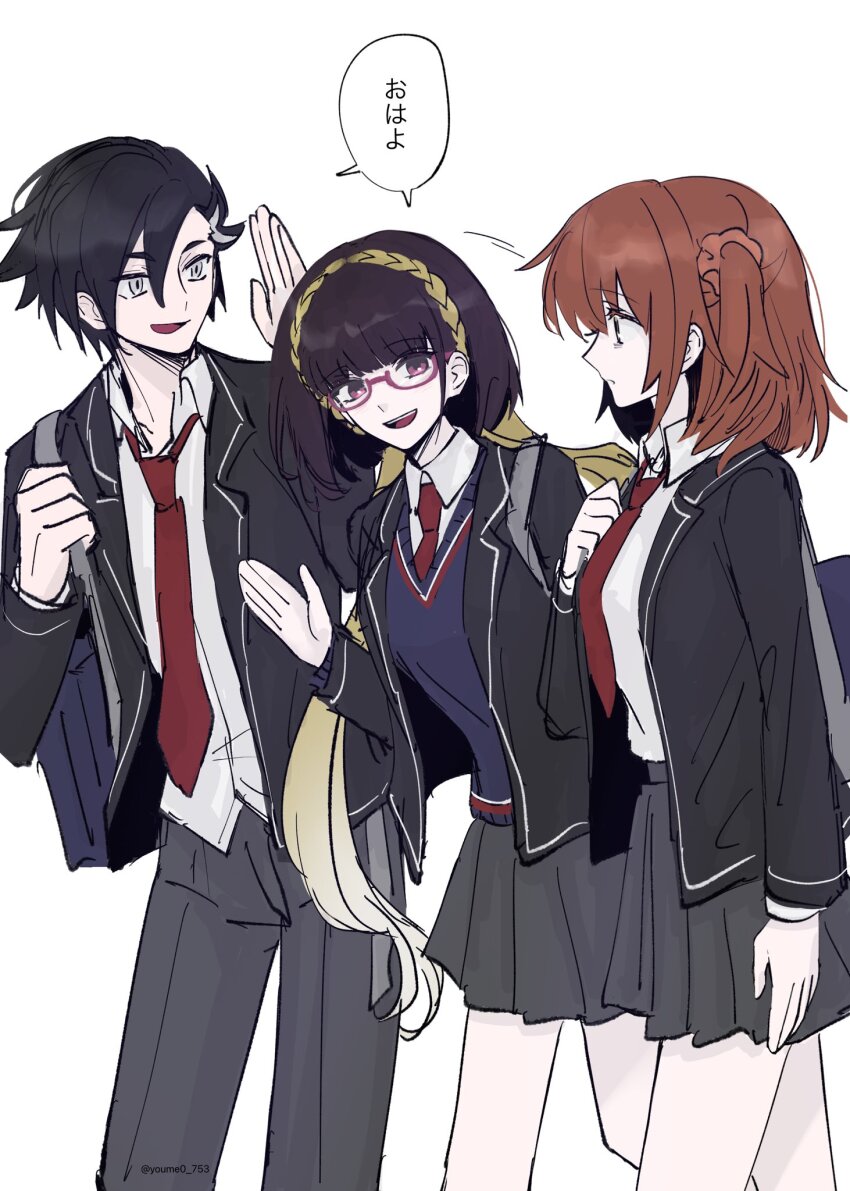 black_hair, fate/grand_order, fate_(series), fujimaru_ritsuka_(female), highres, mandricardo_(fate), necktie, osakabe_himeko