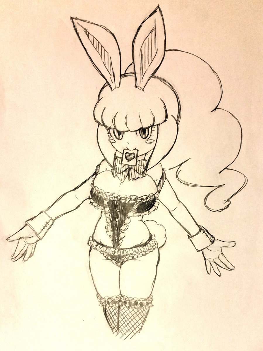 1girl, animal_ears, blush_stickers, bow, bowtie, breasts, card, cleavage