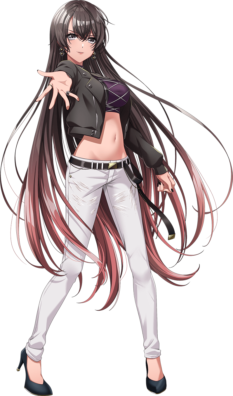 1girl, belt, black_belt, black_footwear, black_jacket, black_nails, blazer, breasts