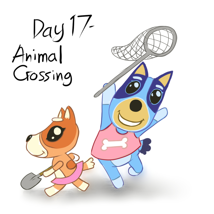 2girls, animal_crossing, animal_ears, arashi_(44253033), bingo_heeler, blue_fur, bluey, bluey_heeler