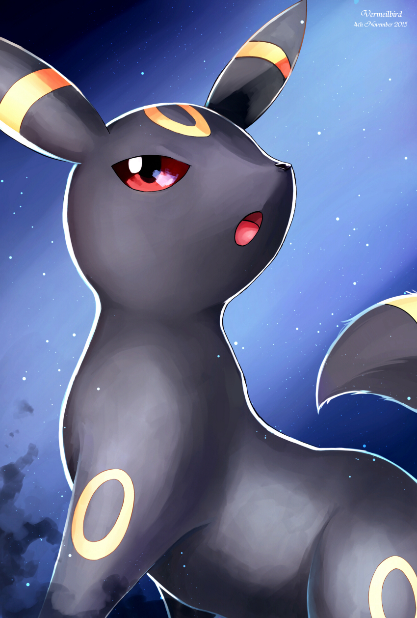 absurdres, animal_focus, blue_eyes, colored_sclera, dated, gen_2_pokemon, highres, night