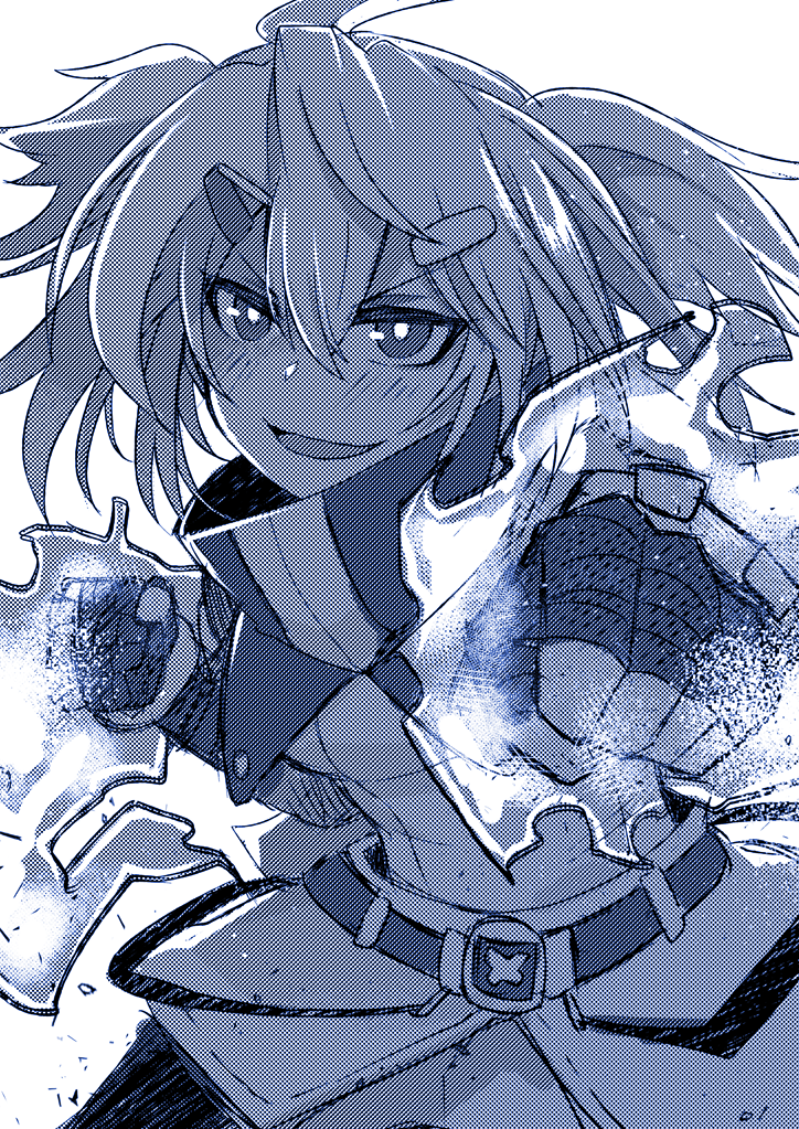 1girl, belt, breasts, clenched_hand, commission, emon-yu, fingerless_gloves, flaming_hand