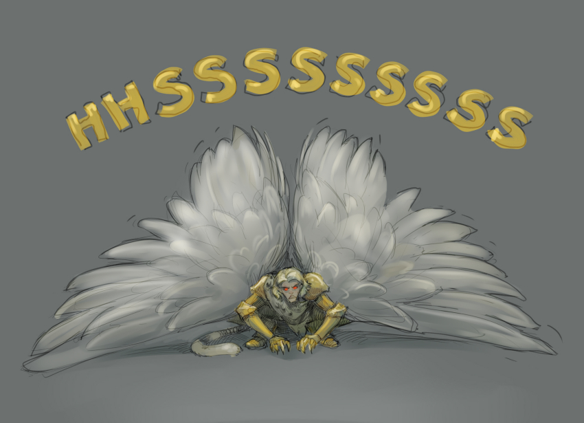 1boy, angel, angel_wings, armor, blonde_hair, blood_angels, breastplate, cat_tail