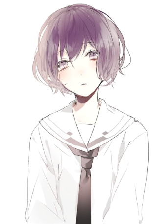 1girl, hair_between_eyes, head_tilt, long_sleeves, looking_at_viewer, lowres, necktie, norn9