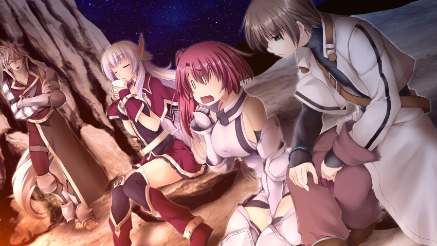 2boys, 2girls, alto_travers, animal_ears, animal_feet, animal_hands, animal_nose, armored_boots