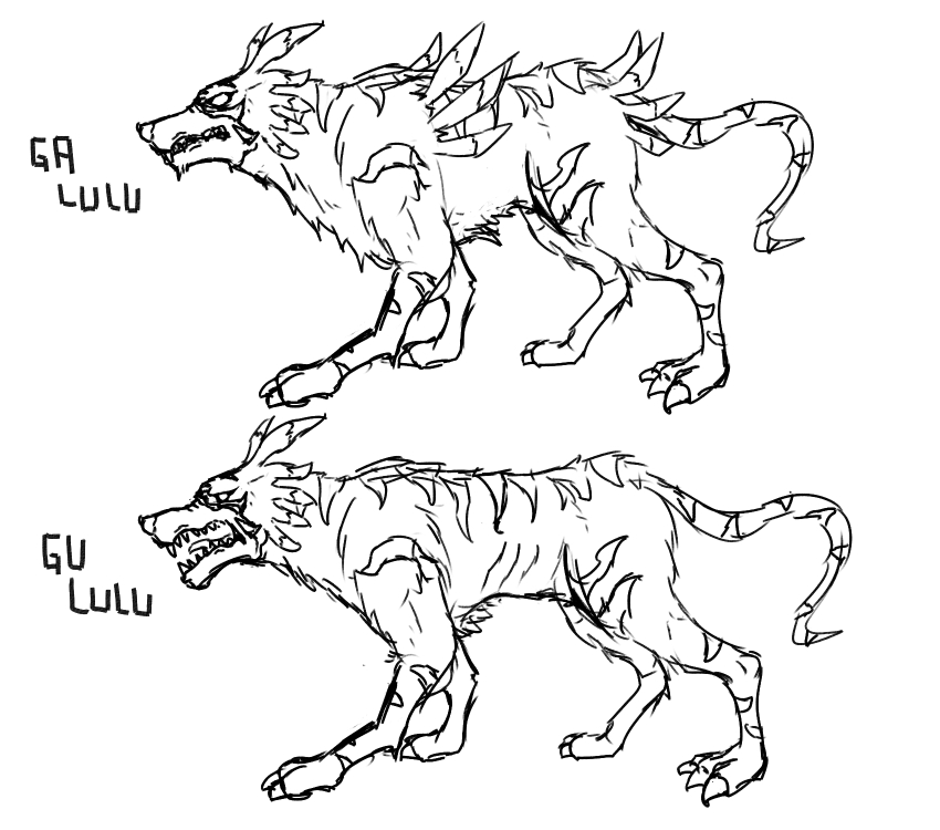 digimon, digimon_(creature), garurumon, gururumon, highres, sharp_teeth, simple_background, solo