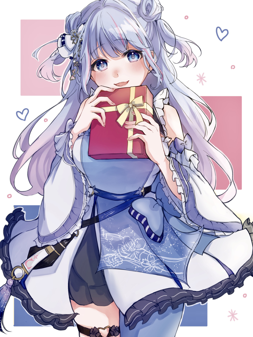 1girl, :d, absurdres, aoi_sakura_(japanese_vtuber), black_skirt, blue_bow, blue_eyes, blue_hair